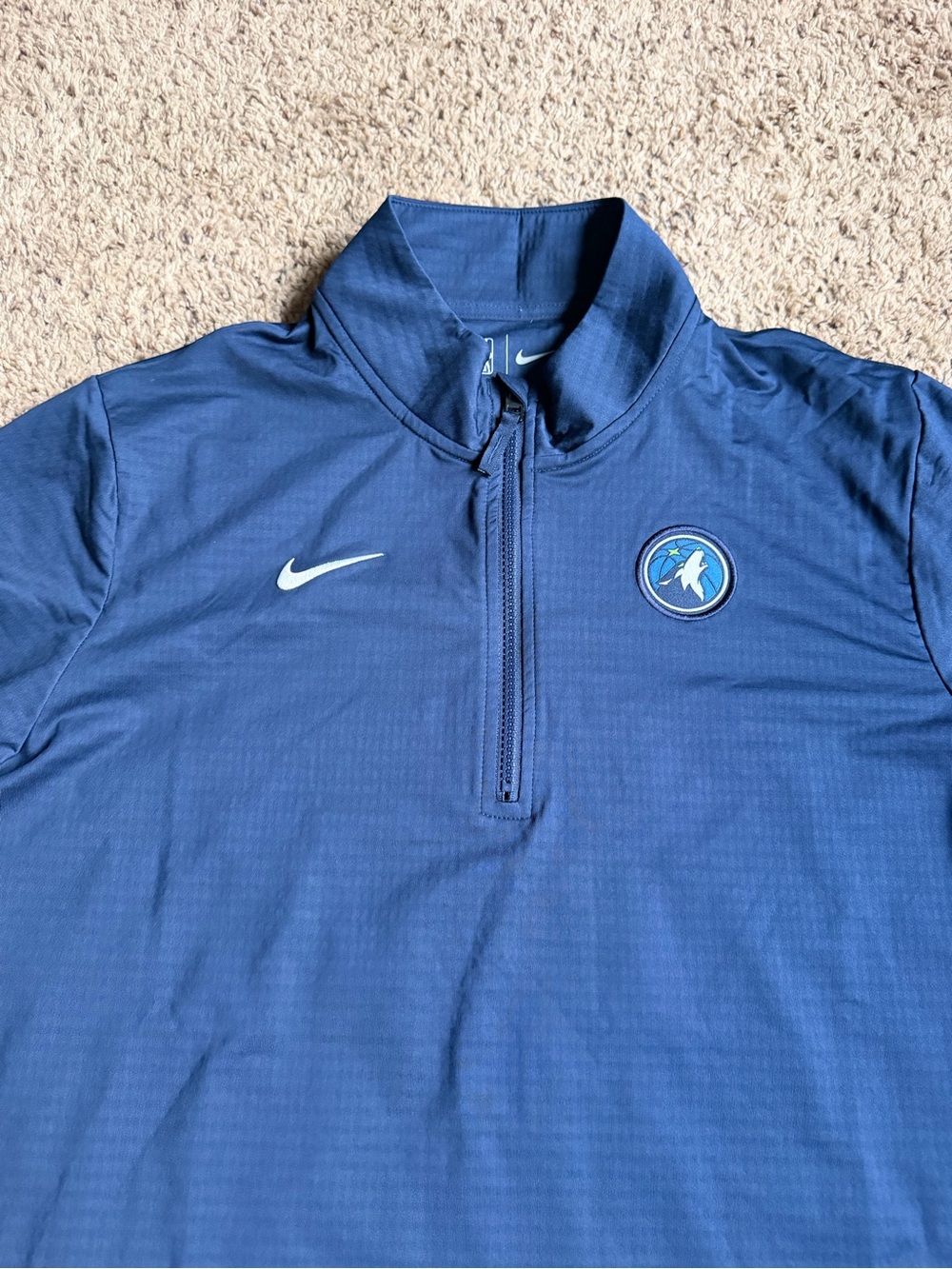 Nike Q-Zip Shirt Blue Minnesota Timberwolves Basketball NBA Medium